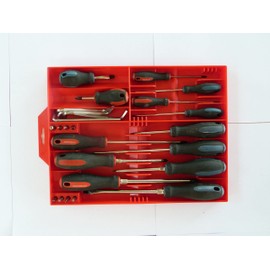 TOOL SORTER SCREWDRIVER ORGANIZER (RED) – Low Profile, Tough-Built Screwdriver Organizer for Toolbox Drawers | Holds Up To 16 Screwdrivers and 8 Bits | Unclutter your Toolbox