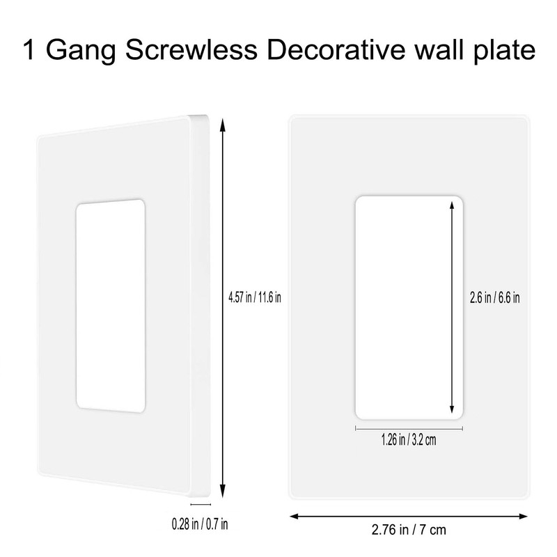 Screwless Decorator Wall Plates 1-Gang Switch Outlet Electrical Cover Pate