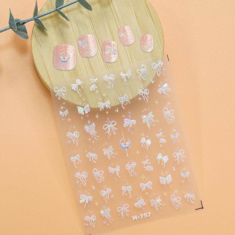 YUYUDEHM Bow Tie Nail Stickers for Nail Art 5D Embossed