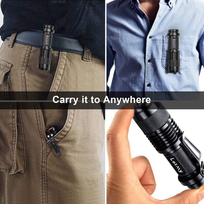 LETMY Tactical Flashlight, Super Bright LED Mini Flashlights with Belt
