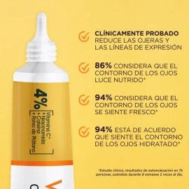 Crema de Ojos Express Aclara para la Reducción Ojeras con Vitamina C, Niacinamida y Cafeína, 15 ml de Garnier Skin Active