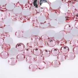 1500 Pieces SS16 4mm Flatback Rhinestones Clear Glass Round Gems Crystals for Nail Art DIY Crafts Clothes Shoes Bags （Light Pink）