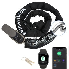 Chain Lock with Key eLinkSmart Waterproof Bicycle 100CM Chain Lock for Bike Scooter Motorcycle Door Fence Gate Fingerprint Bluetooth App Heavy Duty Outdoor Security