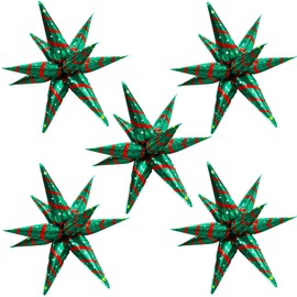 ZAKVOOR 60 Pcs Star Balloons, 12 Spike Foil Explosion Party Decoration Balloons for Wedding Birthday Anniversary Backdrop (Christmas)