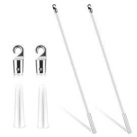 2 PCS 12 Inch Blind Wand, White Fiberglass Blind Wand Vertical Blinds Stick Vertical Blinds Replacement Parts with Hook and Grip for Windows Curtain Door Shades Opener Accessory