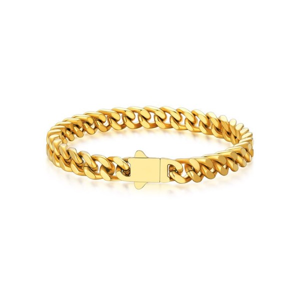 Bandmax Mens Bracelets 14K Gold Cuban Link Chain Bracelet for