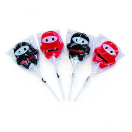 Martial Arts Ninja Suckers - 12 Lollipops, Cherry Flavored - Ninja and Karate Birthday Candy Party Favors