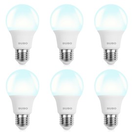 BUBO A19 LED Light Bulbs, 60 Watt Equivalent LED Bulbs, Daylight 5000K, 800 Lumens, E26 Standard Base, Non-Dimmable, 8W Daylight LED Bulbs for Bedroom Living Room Home Office, 6 Pack