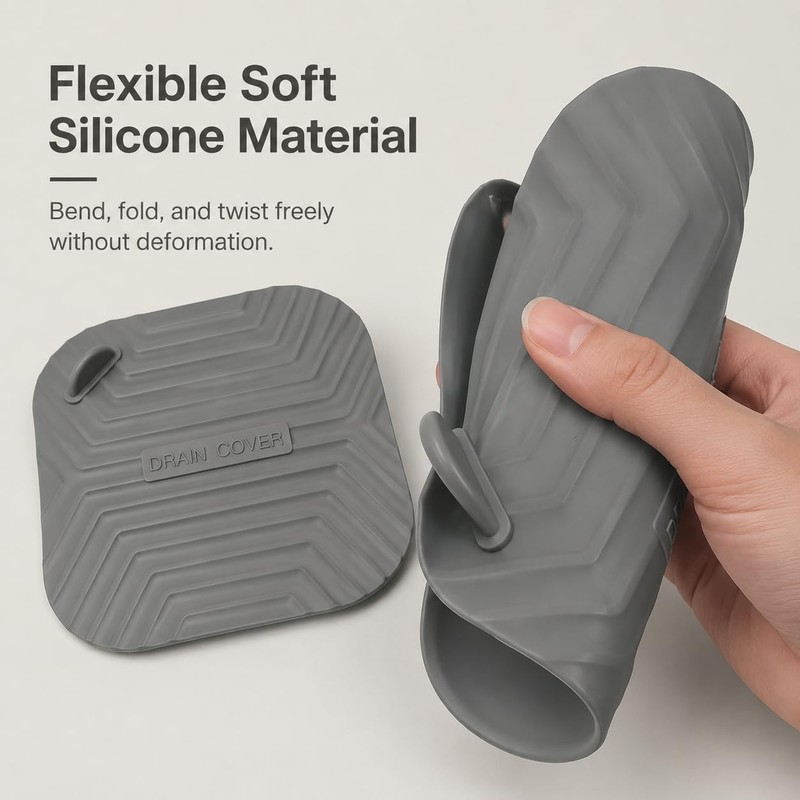 Fnuqz 2pcs Square Drain Stoppers Easy to Clean Silicone Shower