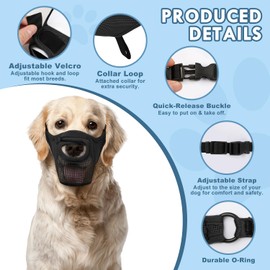 GREMCADA Dog Muzzle - Soft Air Mesh Pet Muzzle for Large Medium Small Dogs - Front Opening Design, Breathable, Adjustable, & Prevents Biting & Scavenging, Dog Mouth Cover Allows Drinking (Black,XL)