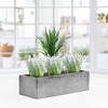 WGVI Long Rectangle Ceramic Planter Vase in Silver Etched 14"