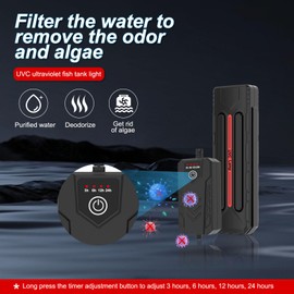 Aquarium Clean Light,20W Double Tube Clean Light with Timer, Fish Tank Aquarium Green Water Cleaning Lamp，Submersible Waterproof Lamp for Filter Tank Sump Swim Pool