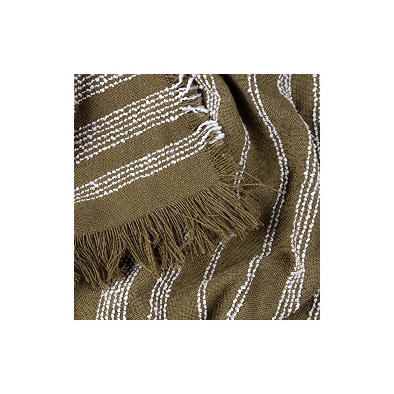 Hoem Jour Woven Fringed Throw, Olive, 130 x 180cm