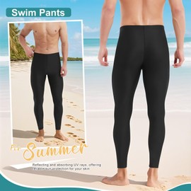 Sillictor Mens Swimming Leggings UPF 50+ Long Swim Pants Water Surfing Swimmimg Tights Sun Protection Rash Guard Pants Quick Dry Breathable 119 Black L