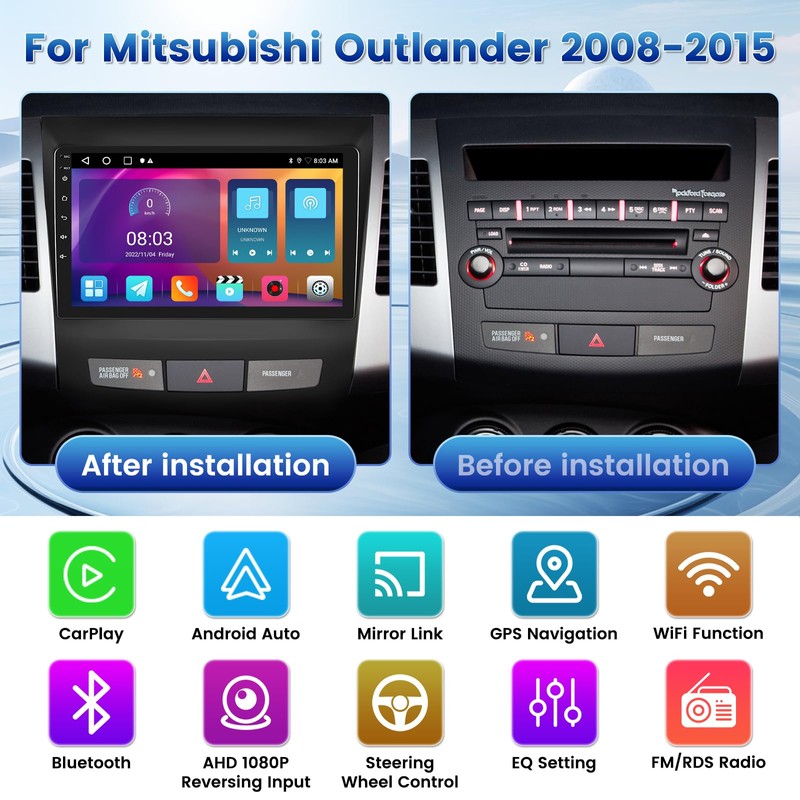 Fuluku【for Mitsubishi Outlander 2008-2015】 2+32G Double din Car Stereo Android