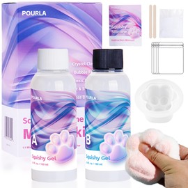 POURLA Liquid Silicone for Taba Squishy Making, Super Soft Squishy Gel Kit for DIY Squishies, 1:1 AB Ratio Resin Silicone for Molding Hamsters, Cat Paws, Decompression Squishies