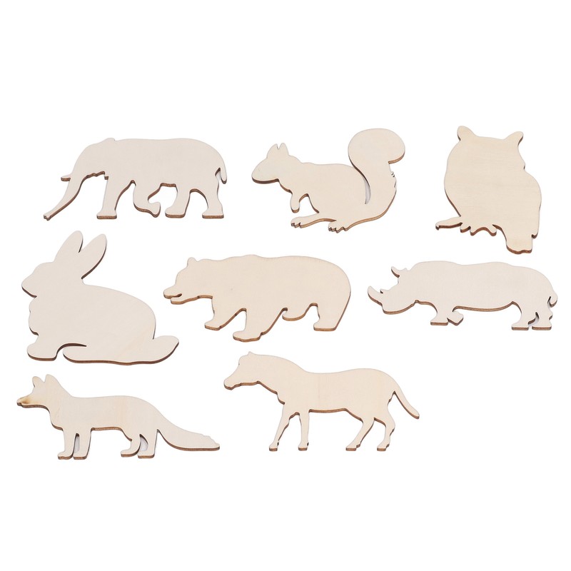 48PCS Animal Wooden Slice DIY Wood Ornaments Blank Decoration Shaped