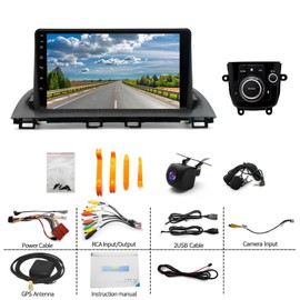 IKASEFU 9 inch Android 13 Wireless CarPlay Android Auto Car Radio Receiver for Mazda3 Axela 2014-2019, 2+32G Touch Screen Double Din Car Stereo with GPS Navigation WiFi Bluetooth AHD Backup Camera Mic