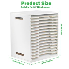 16" x 13" Wooden Scrapbook Paper Organizer - 15 Tier Construction Paper Storage with Adjustable Shelves Letter Mail Tray Craft & Stamp Stackable Cardstock Storage Rack for Home Office Classrooms