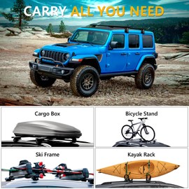 200 lbs Roof Rack Cross Bars Compatible with Jeep Wrangler JK JL Gladiator JT 2007-2024 with Anti-Theft Metal Lock, 2 & 4 Door Heavy Duty Aluminum Crossbars Rooftop Kayak Bike Luggage Racks