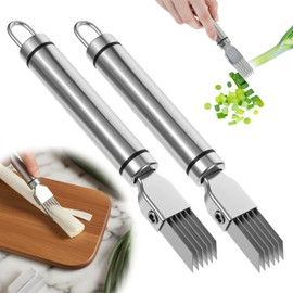 Ouligay 2PCS Stainless Steel Green Onion Shred Silk the Knife Green Onion Shredder Slicer Scallion Shredder Multifunctional Kitchen Vegetable Cutter Pointed Parsley Cutter Gadget
