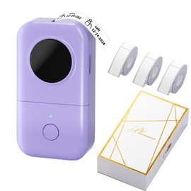 Phomemo Label Makers D30 with 3 Adhesive Label Thermal Paper Bluetooth Label Maker Thermal Label Printer Paper, Easy to Use,for Home Office School Organization,Rechargable -Purple