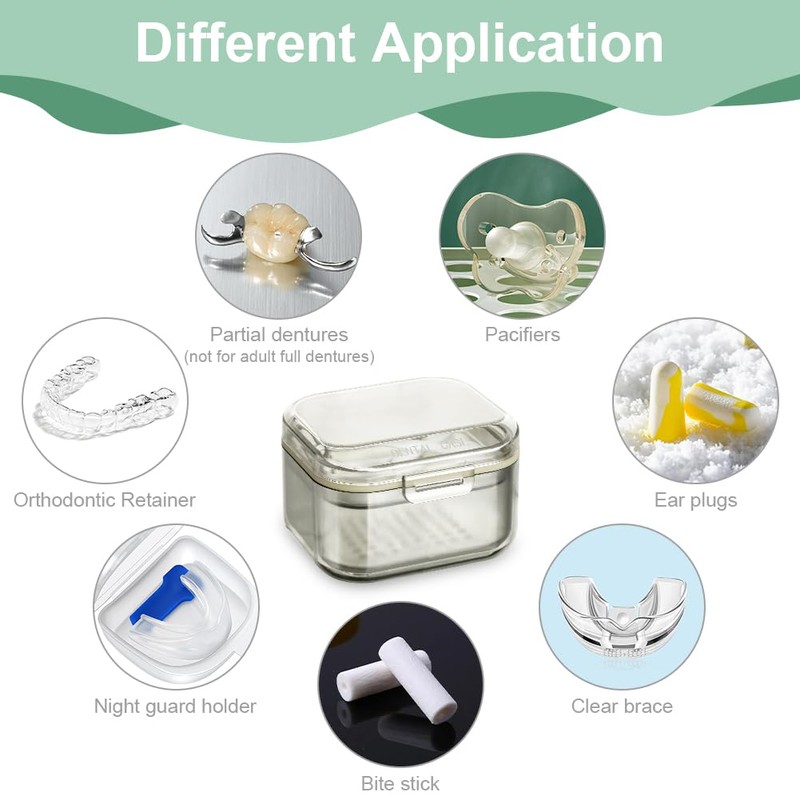 ACWOO Denture Box with Strainer, Portable Container for False Teeth,