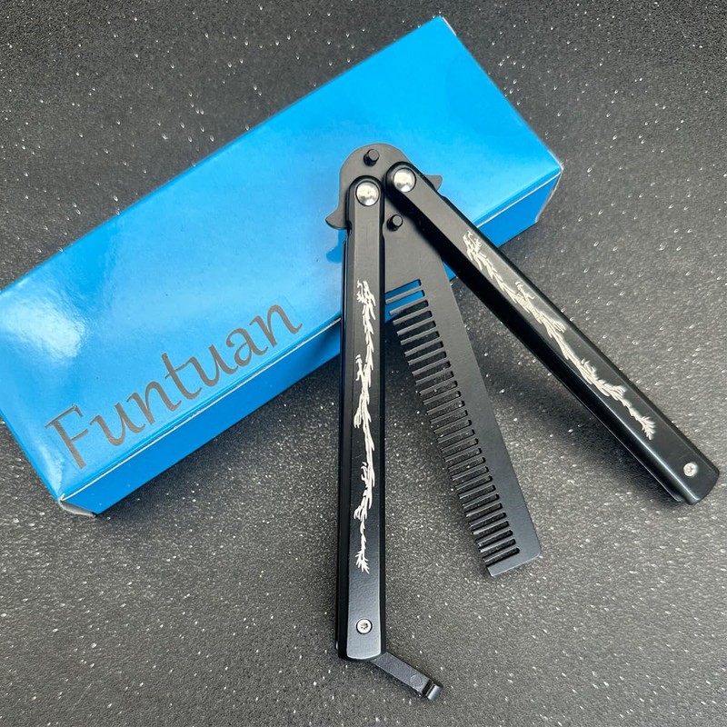 Funtuan Dragon Totem Stainless Steel Practice Butterfly Knife Trainer and