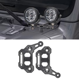 JIEPENG JL Dual Light Bar Mount Brackets CNC A-Pillar Offroad LED Hood Pod Fog Lamp Mounting Stand Ditch Light Cowl Holder, 2PCS Black Aluminum Alloy Mounts for Wrangler JL JLU 4xe Gladiator JT
