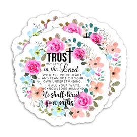 (3PCS) Trust in The Lord with All Your Heart Proverbs 3:5-6 Sticker Christian Faith Sticker, Religious Sticker, Waterproof Vinyl Decal for Books Laptops Tumblers Water Bottles and More, Size 3" x 3"