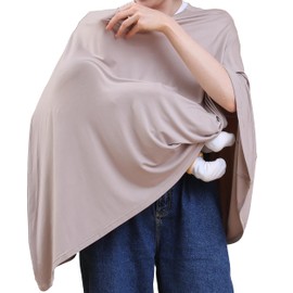 Seejoy Multi-use Nursing Cover for Breastfeeding, 360°Full Coverage Nursing Poncho, Rayon Soft & Breathable Breastfeeding Cover up (Smooth Rayon, Warm Taupe)