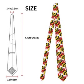 DORKEIXIA Maryland Flag Men'S Novelty Tie Necktie Neckties For Mens Wedding Party Work Casual Holiday Party Gifts