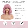 OUFEI Pink Wigs for Women Short Wavy Wig With Bangs