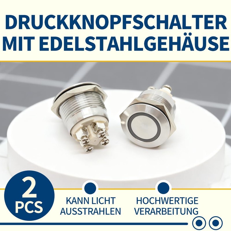 FILN Moment Push Button 19 mm IP67 Stainless Steel Waterproof