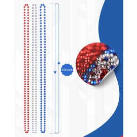 JoyGala Patriotic Decorations Bead Necklaces Set - 4th of July Decor Accessories - Ideal Mardi Gras Party Decorations for Everyone, Independence Day Beads Necklace for Parade Throws (12, Red&Blue&Silver)