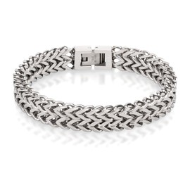 COBI 316L Stainless Steel Bracelets for Men, Engraved Cuff Bead Braid Wrist Bracelet, Thick Cuban Link Chains, Black Blue Agate, Waterproof & Non-Tarnish, 8/9 Inch Adjustable, Ideal Gift Choice,