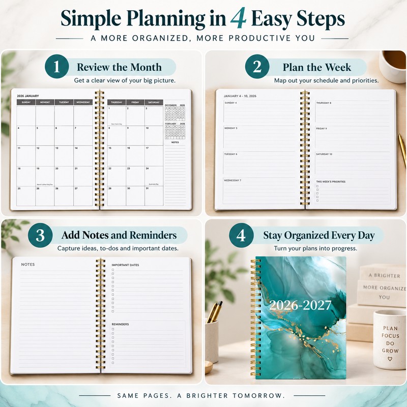 2026–2027 A5 Planner for Weekly & Monthly Planning – Spiral