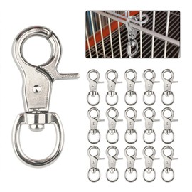 HOSUKKO 15PCS Trigger Snap Hooks, 360 Degree Swivel Spring Buckle Metal Swivel Clips Heavy Duty Snaps Hook for Pet Cages Chains Keychains Swivel Clip Hooks Lanyard Snap Hook Purse Clip
