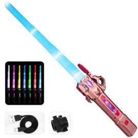 Sound Light Sword, Extendable, Luminous Toy, Glowing Sword, Powerful Action Sound, Can be Combined, 7 Colors, Light Up Sword, Color Changing, Cosplay, Role Play, LED Party Goods, Kids, Rose Gold