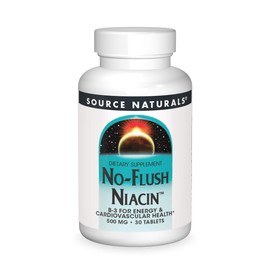 Source Naturals No-Flush Niacin, B-3 for Energy & Cardiovascular Health* 500 mg - 30 Tablets