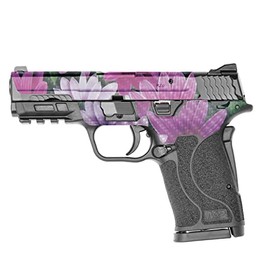MightySkins Carbon Fiber Skin Compatible with Smith & Wesson M&P 9mm Shield EZ M2.0 - Purple Flowers | Protective, Durable, and Unique Vinyl Decal wrap Cover | Easy to Apply | Made in The USA