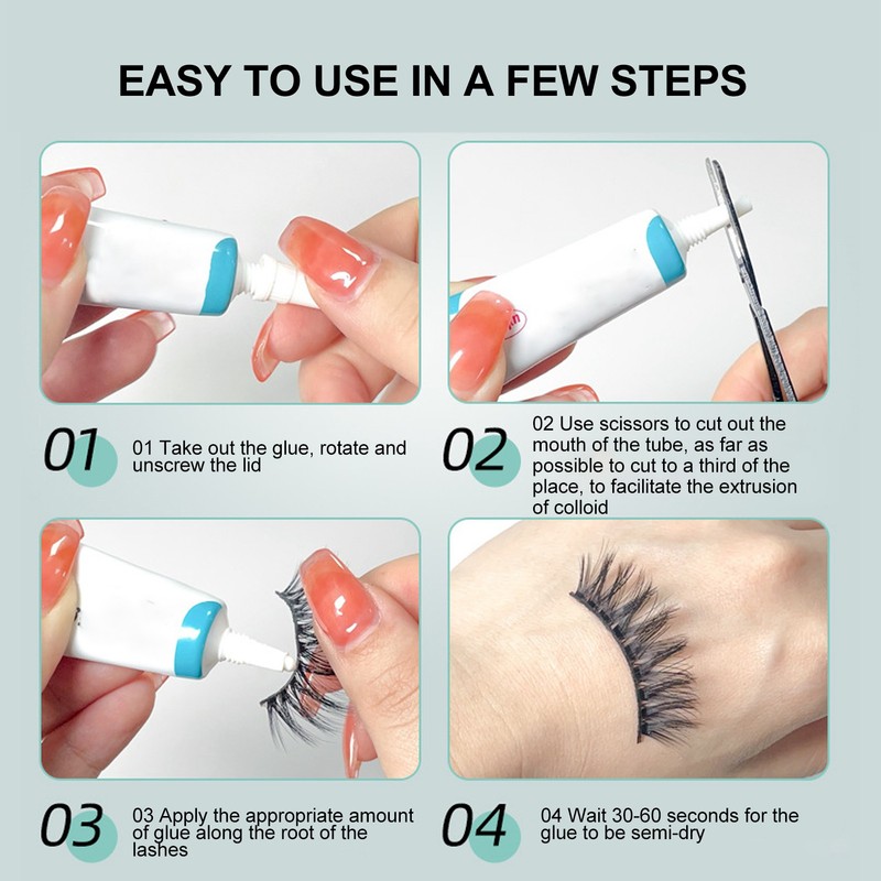 12PCS False Eyelash Glue Waterproof Fast Dry Lasting Maintenance Transparent