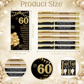 Zeyune 25 Set 60th Birthday Party Favors for Guests Multifunctional Bottle Opener Nail Clipper Keychains Ballpoint Pens with Thank You Cards Cheers to 60 Years Gift Anniversary Souvenir Supplies