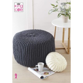 King Cole 5536 Knitting Pattern Poufs and Cushions in Big Value Big
