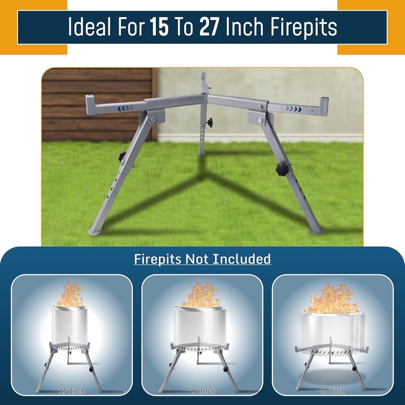 FEBTECH Adjustable Carbon Steel Fire Pit Stand - Recommended for