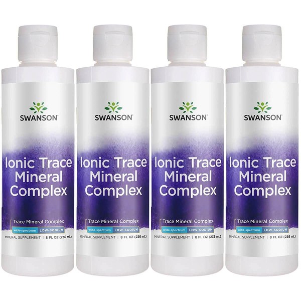 Swanson Concentrace Trace Mineral Drops 8oz-Complete Mineral Complex for Energy, Hydration, & Electrolyte Balance Over 72 High Absorption Ionic Minerals Such As Magnesium, Potassium, Calcium (4 Pack)