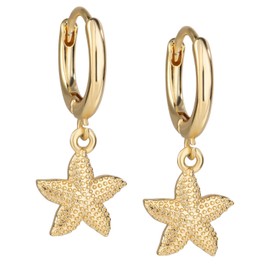 Gold Boho Starfish Earrings, Starfish Dangle Drop Earrings Ocean Earrings Hoop Earrings Starfish Statement Earrings for Women Beach Ocean Summer Birthday Gift Trendy Jewelry Accessories