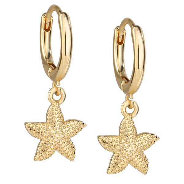 Gold Boho Starfish Earrings, Starfish Dangle Drop Earrings Ocean Earrings