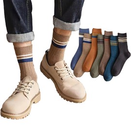 DsHome Men's Socks, 7 Pair Set, Spring, Autumn, Warm, Cotton, Color Socks, Cute, Casual Socks, Cold Protection, 9.8 - 11.4 inches (25 - 29 cm), multicolor