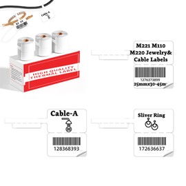 M110 Jewelry Labels, 1.18"*0.98"+1.77" T-Type Labels Paper Sticker for Product Name, Number, Price Tag, Compatible with Phomemo M110 M220 M221 Label Maker, 3Roll